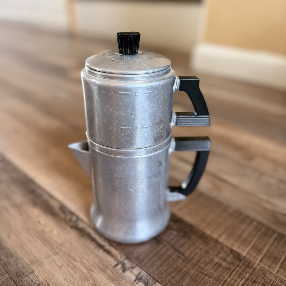 WEAR EVER NO. 3042 VINTAGE 1950's PERCOLATOR COFFEE POT ALUMINUM OUTDOOR CAMP